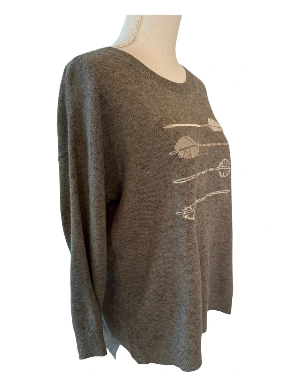 J. Crew Wool Blend Gray Arrow Sweater.  Size L